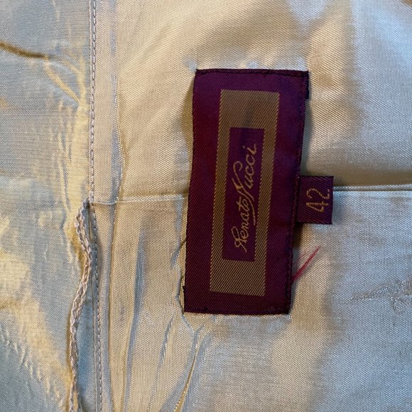 Renato Mucci Green Silk Cocktail Jacket S 42 V Neck and Wide Collar - Picture 8 of 14